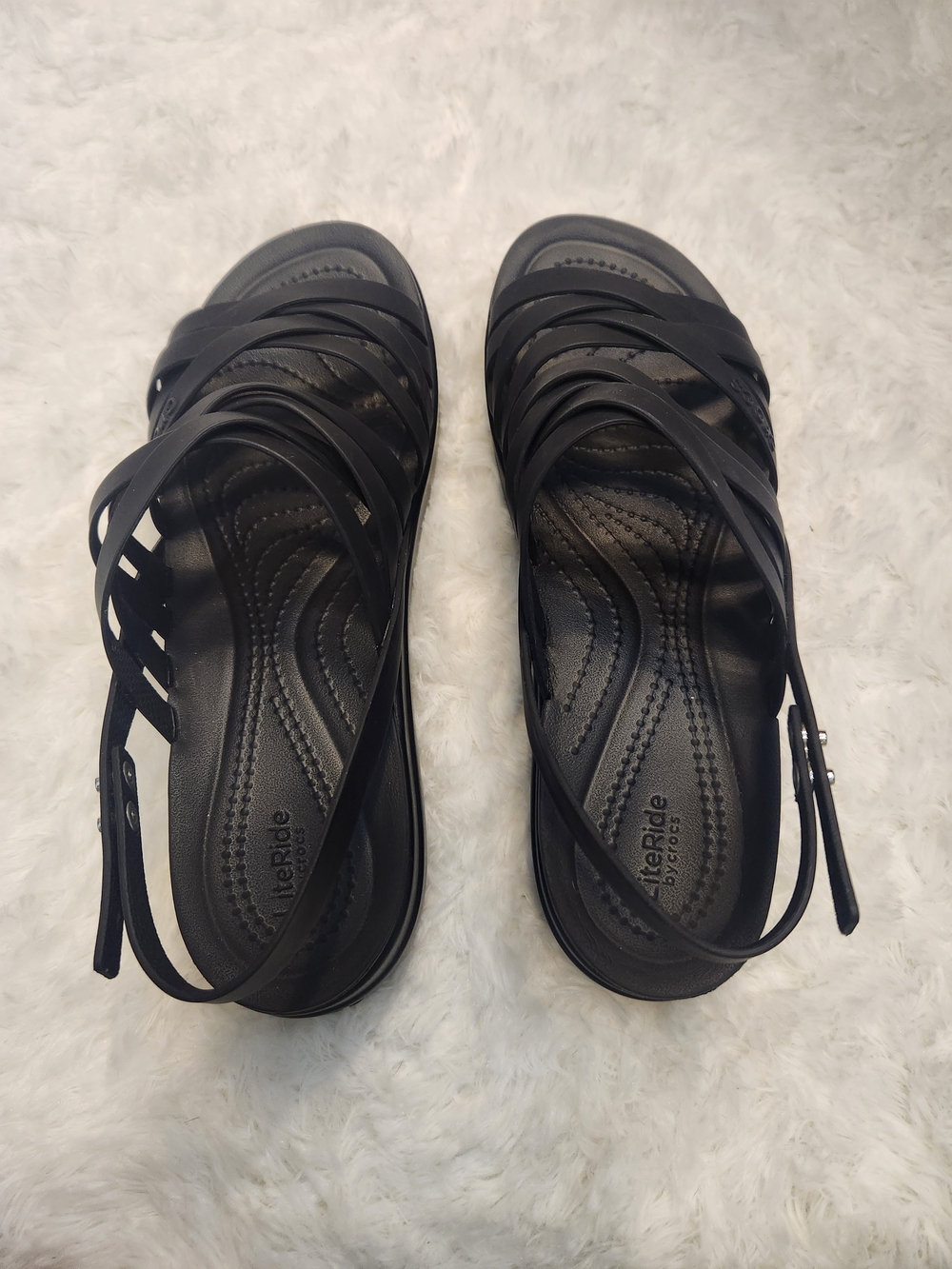 Croc Black Strappy Sandals for Women